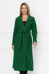 Palton lung cu cordon - PALOMA - Verde Inchis