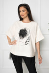 Bluza oversize cu tulle - EUFROSINA - Alb Unturiu