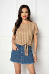 Tricou cu gaurele si nod - SERELIS - Nude