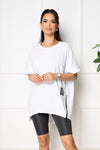 Bluza lunga cu fermoare - RENEE - Alba