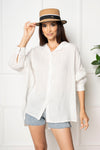Camasa oversize din in - REVA - Alba