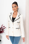Sacou tweed cu nasturi - SLOANE - Alb Unturiu