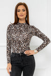 Maleta VIOLETA cu imprimeu Leopard - Crem