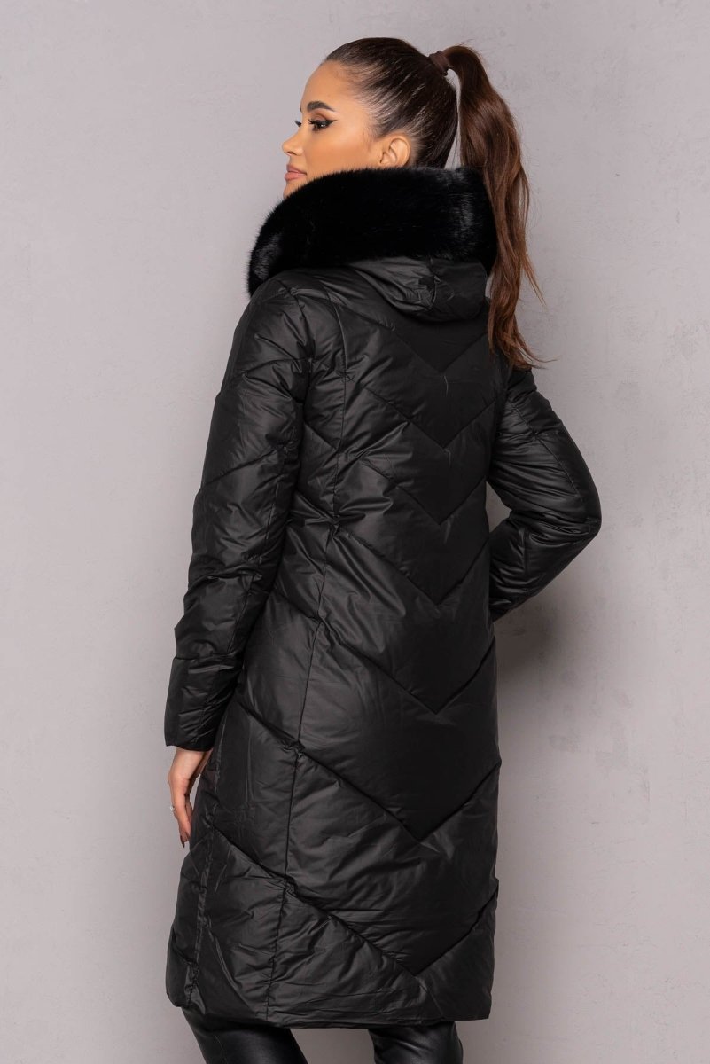 Geaca lunga de iarna - CATINCA - Neagra – BWEAR.RO
